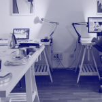 Estudio de arquitectura azulado